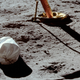 One of the trash bags filled with piss and shit that was left on the moon, in a photo taken by astronaut Neil Armstrong on July 20, 1969